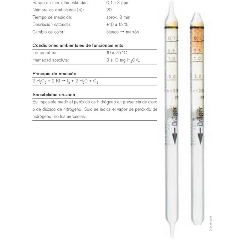 Tubo Dräger Peróxido de Hidrógeno 0,1/a 81 01 041