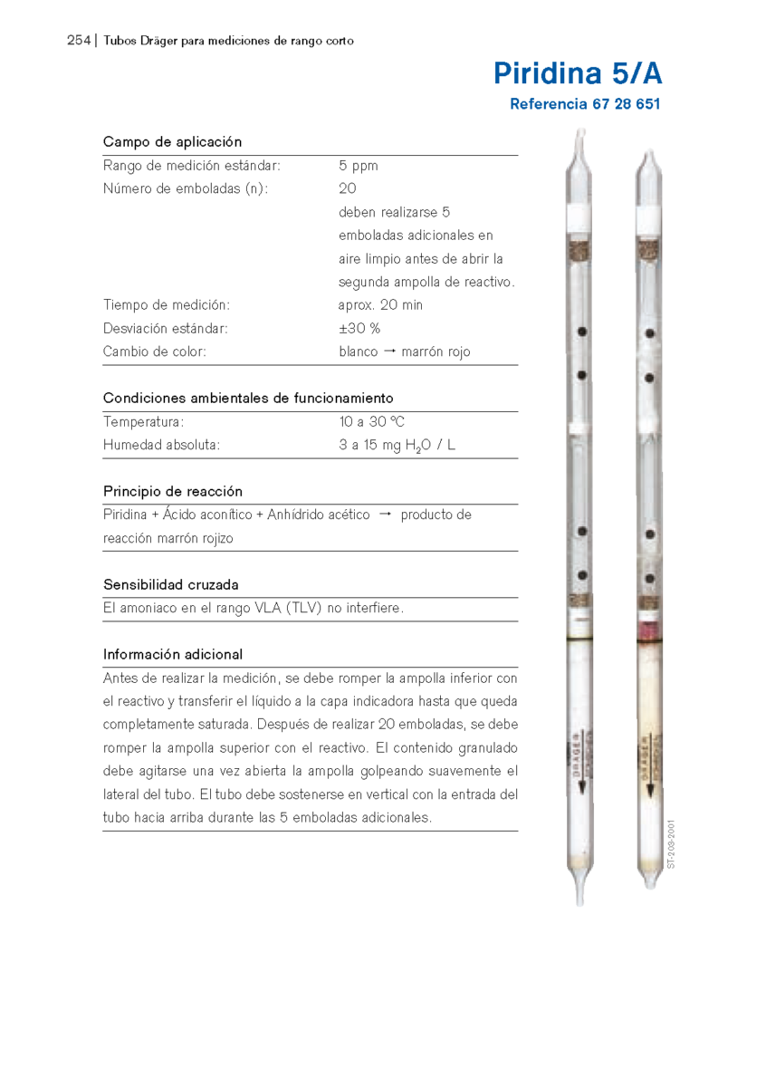 Tubo Dräger Piridina 5/A 67 28 651 1 Tubo Dräger Piridina 5/A 67 28 651