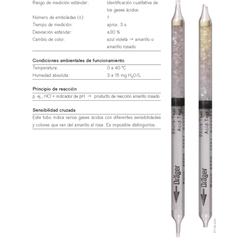 Tubo Dräger Prueba de Ácidos 81 01 121