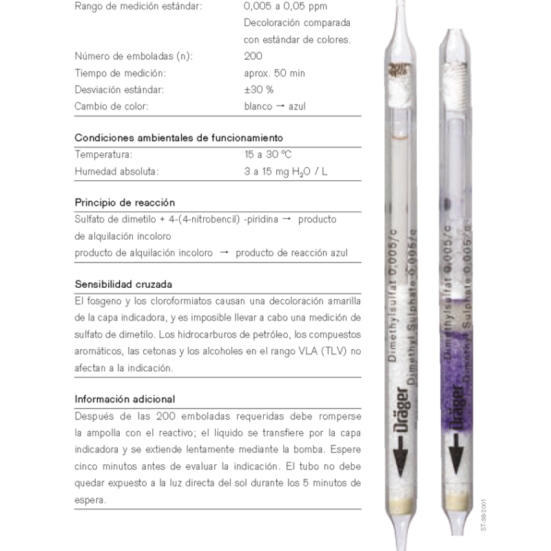 Tubo Dräger Sulfato de Dimetilo 0,005/c 67 18 701