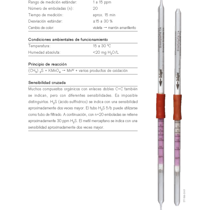 Tubo Dräger Sulfuro de Dimetilo 1/a 67 28 451