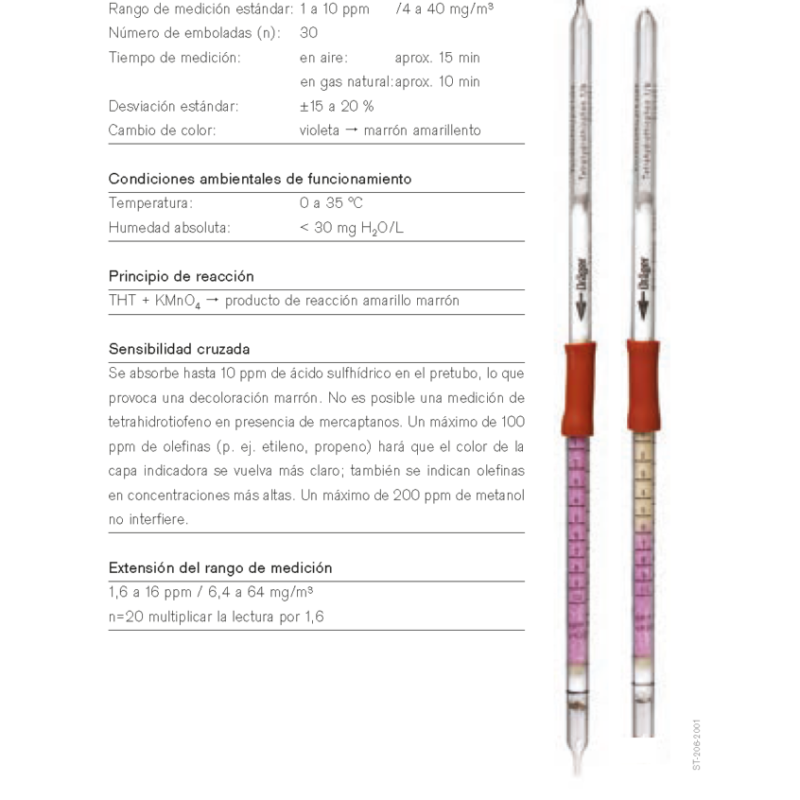 Tubo Dräger Tetrahidrotiofeno 1/b 81 01 341