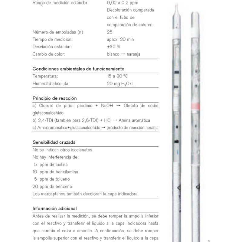 Tubo Dräger Tolueno Diisocianato 0,02/A 67 24 501