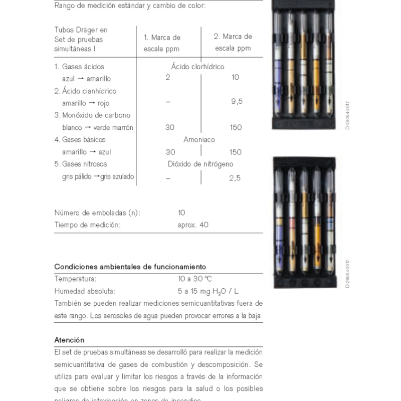 Set de Pruebas Simultáneas Dräger I para Gases Inorgánicos 81 01 735