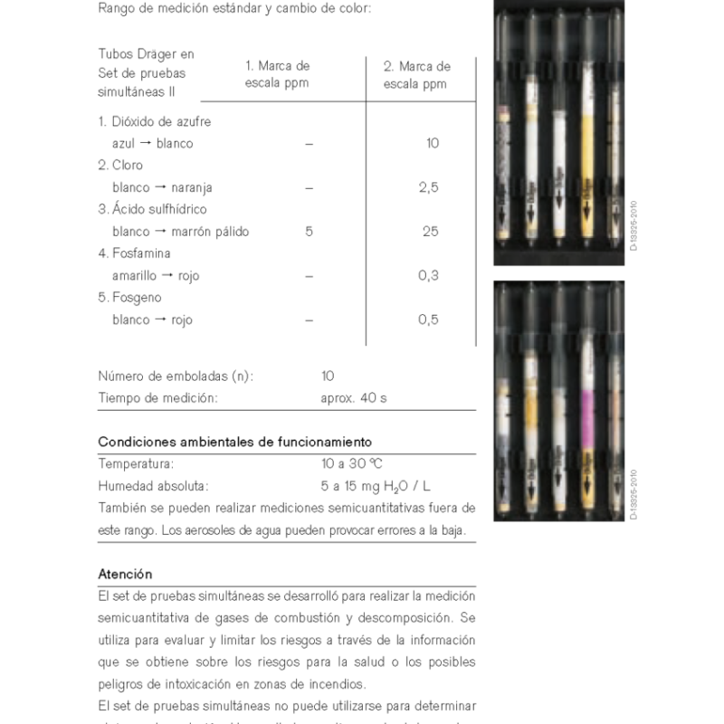 Set de Pruebas Simultáneas Dräger II para Gases Inorgánicos 81 01 736