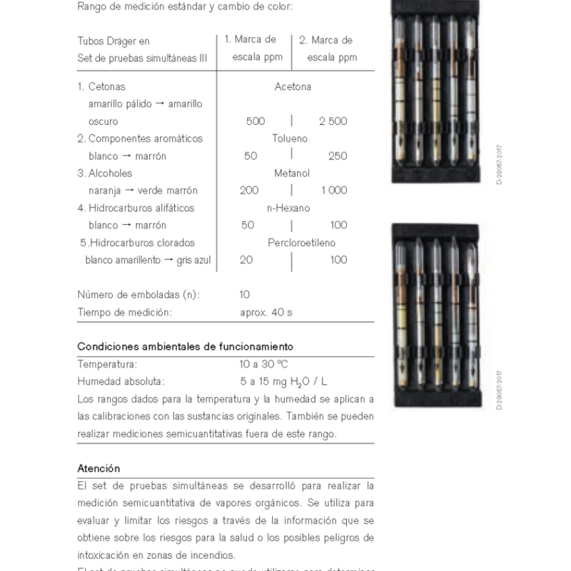 Set de Pruebas Simultáneas Dräger III para Vapores Orgánicos 81 01 770