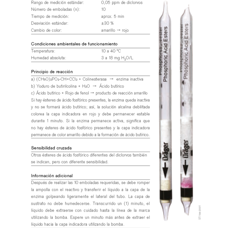 Tubo Colorimétrico Dräger Ésteres de Ácido Fosfórico 0,05/a 67 28 461
