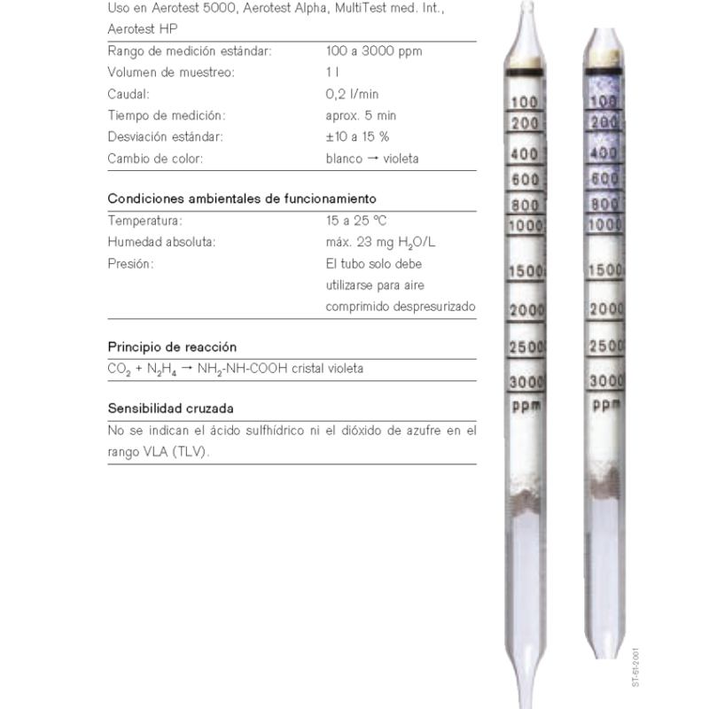 Tubo Colorimétrico Dräger Dióxido de Carbono 100/a-P 67 28 521
