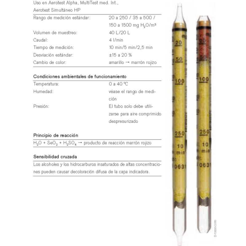 Tubo Colorimétrico Dräger Vapor de Agua 20/a-P 81 03 061