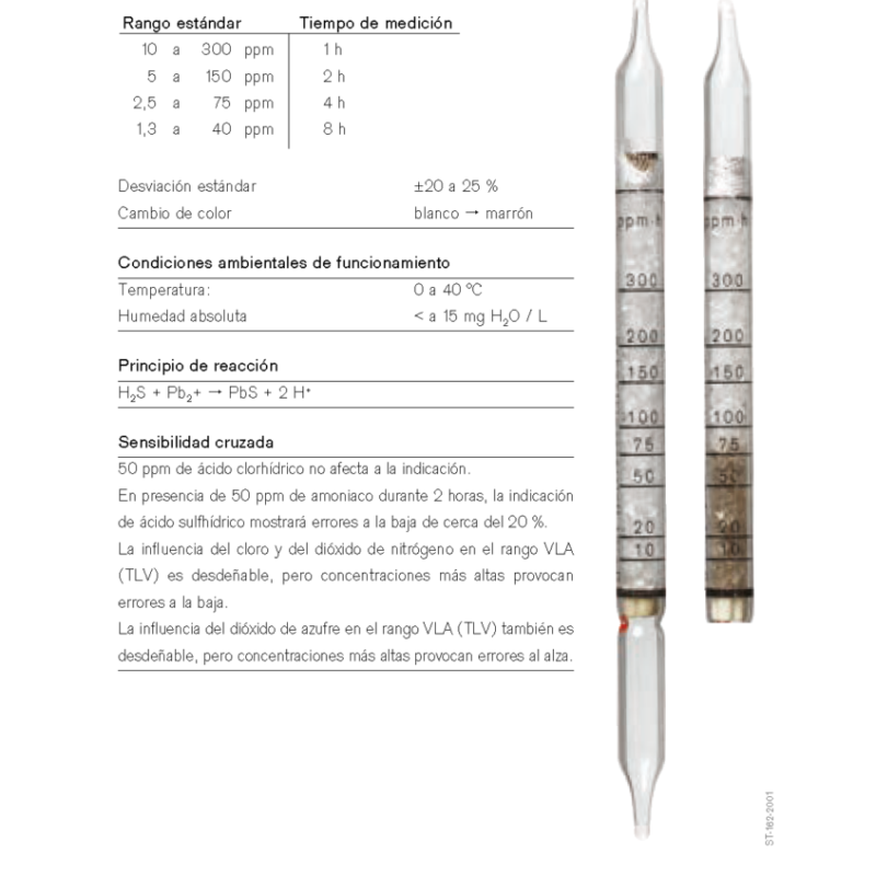 Tubo de Difusión Dräger Ácido Sulfhídrico 10/a-D 67 33 091