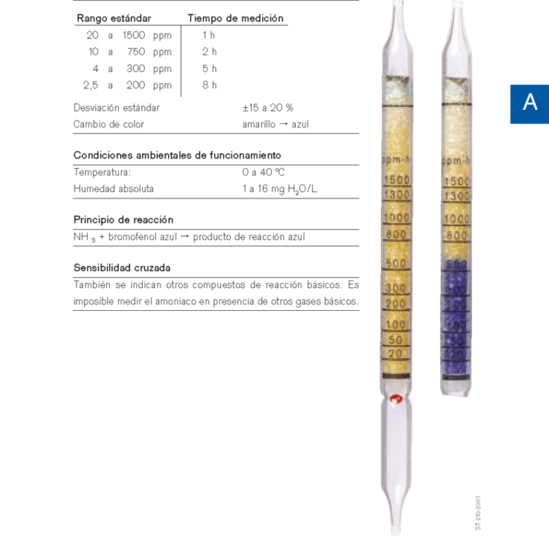 Tubo de Difusión Dräger Amoniaco 20/a-D 81 01 301