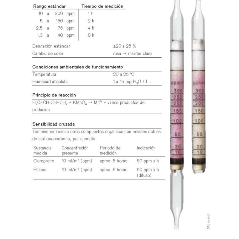 Tubo de Difusión Dräger Butadieno 10/a-D 81 01 161